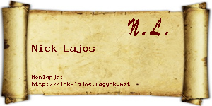 Nick Lajos névjegykártya